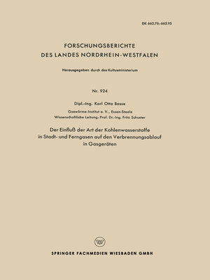 cover image of Der Einfluß der Art der Kohlenwasserstoffe in Stadt- und Ferngasen auf den Verbrennungsablauf in Gasgeräten